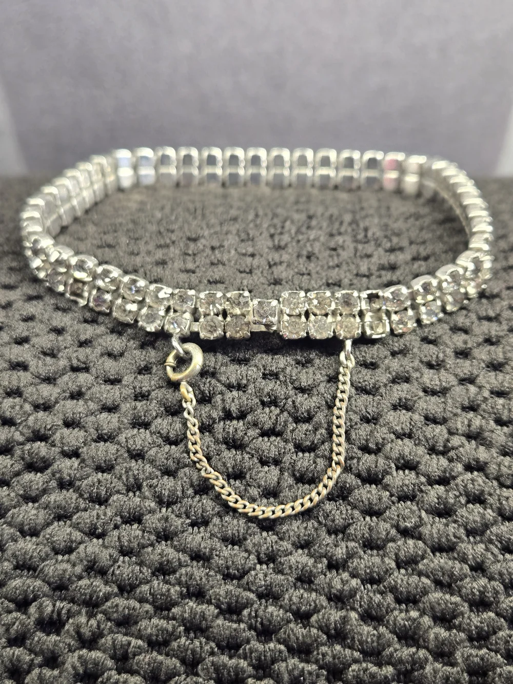 Vintage Kramer Silver Crystal Tennis Bracelet Missing Stones Clear Rhinestones
